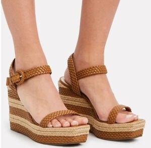 Schutz Wedge Sandals Womens Size 10B Brown Hazel Braided Espadrille Summer Shoes
